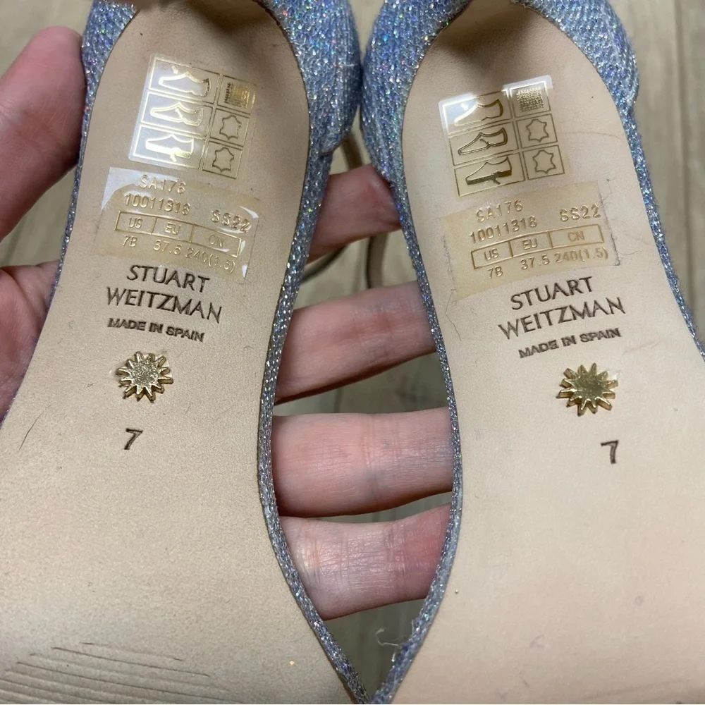Stuart Weitzman Nudistcurve 100 Sandal in Crystal Size 7